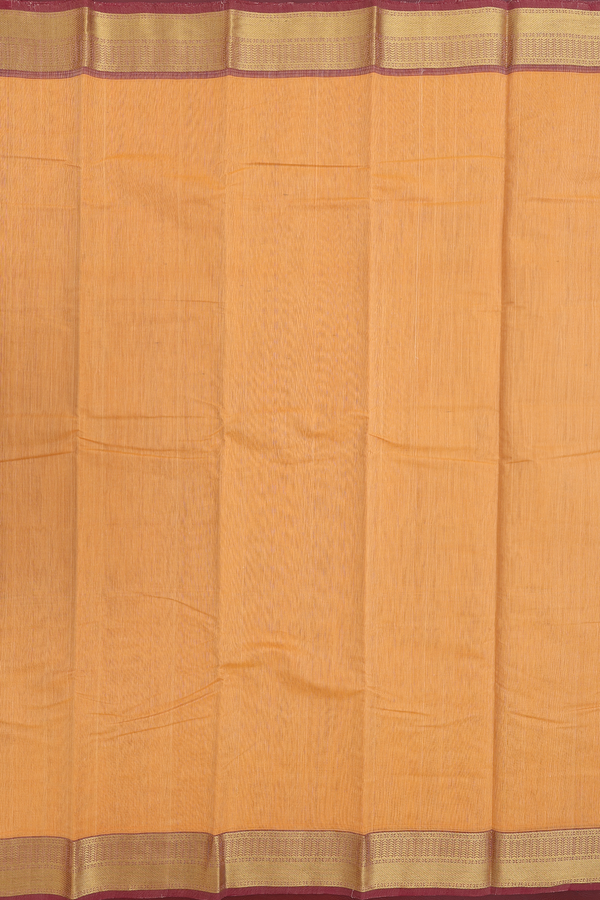 Chettinadu Cotton Saree In Orange With Contrast Border