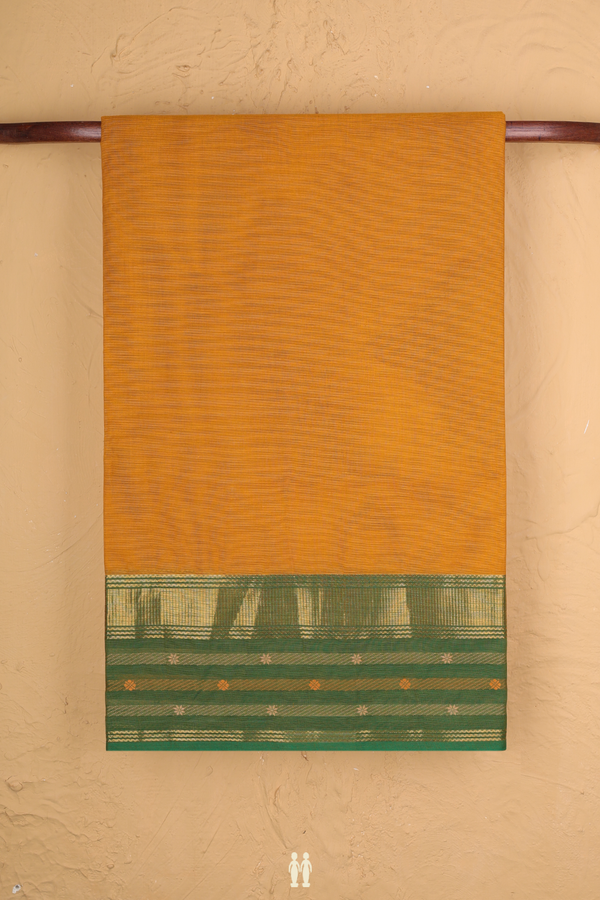 Chettinadu Cotton Saree In Orange With Ganga Jamuna Border