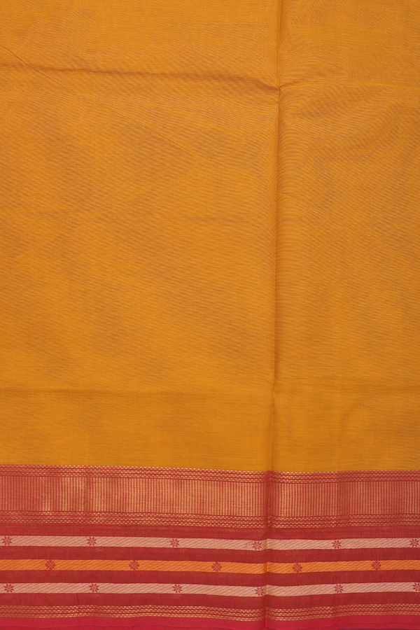 Chettinadu Cotton Saree In Orange With Ganga Jamuna Border