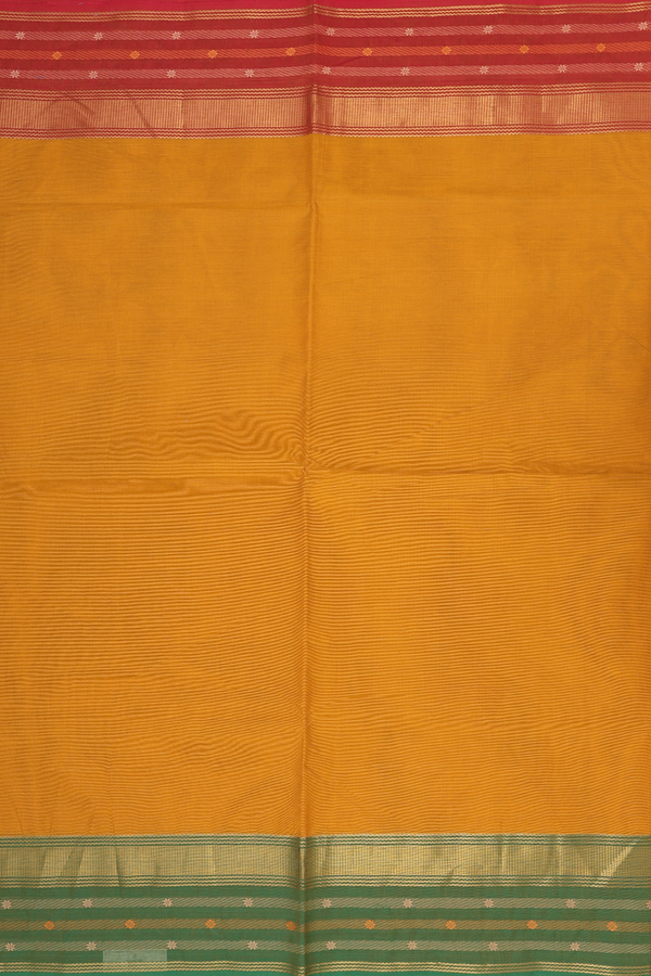 Chettinadu Cotton Saree In Orange With Ganga Jamuna Border