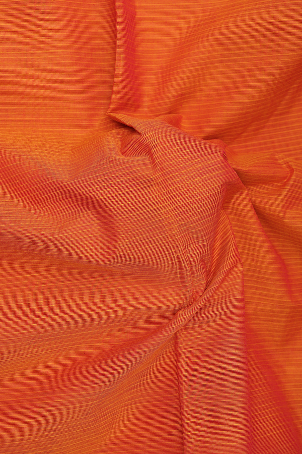 Chettinadu Cotton Saree In Orange With Self Stripes Design
