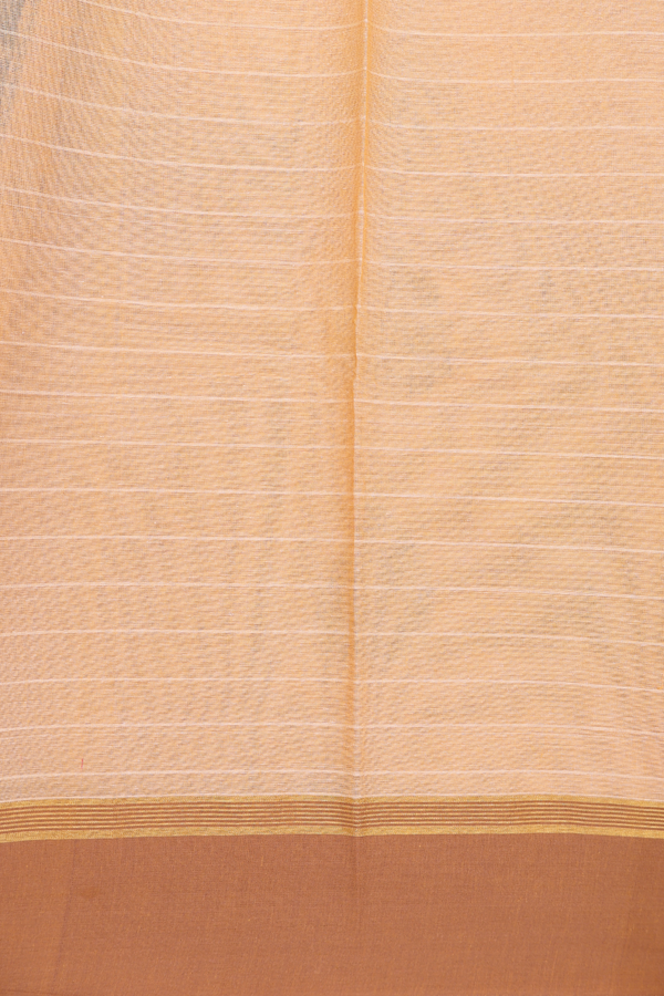 Chettinadu Cotton Saree In Orange With Threadwork Motifs
