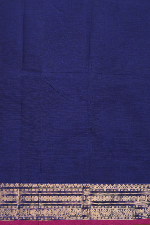 Chettinadu Cotton Saree In Oxford Blue With Zari Border
