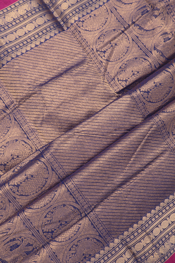 Chettinadu Cotton Saree In Oxford Blue With Zari Border