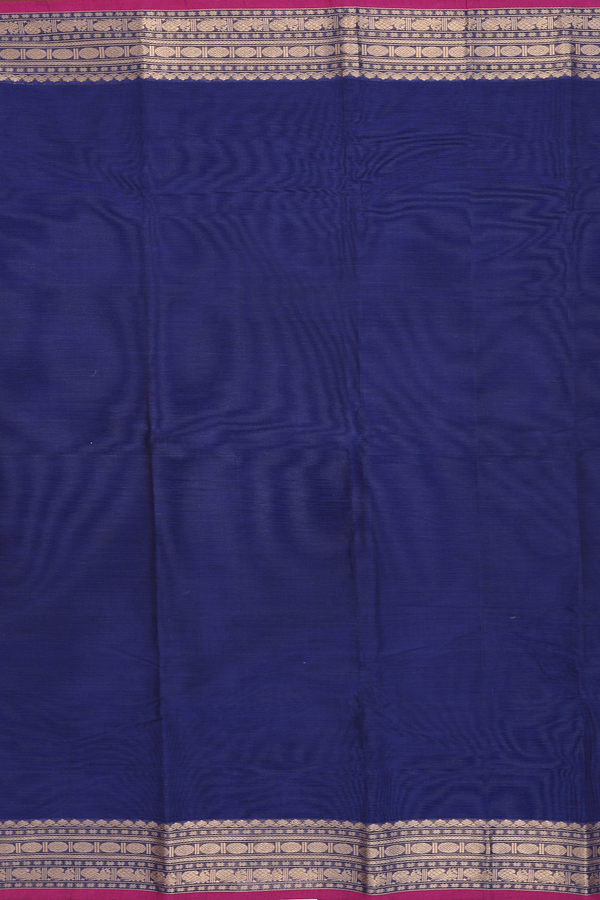 Chettinadu Cotton Saree In Oxford Blue With Zari Border