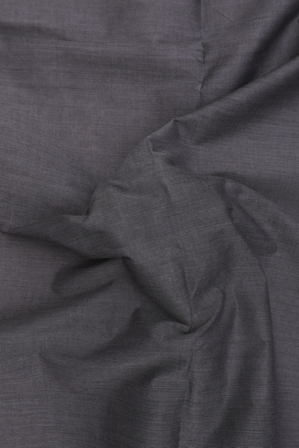 Chettinadu Cotton Saree In Charcoal Grey With Contrast Border