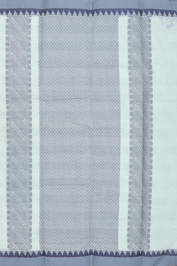 Chettinadu Cotton Saree In Pale Green With Threadwork Buttas