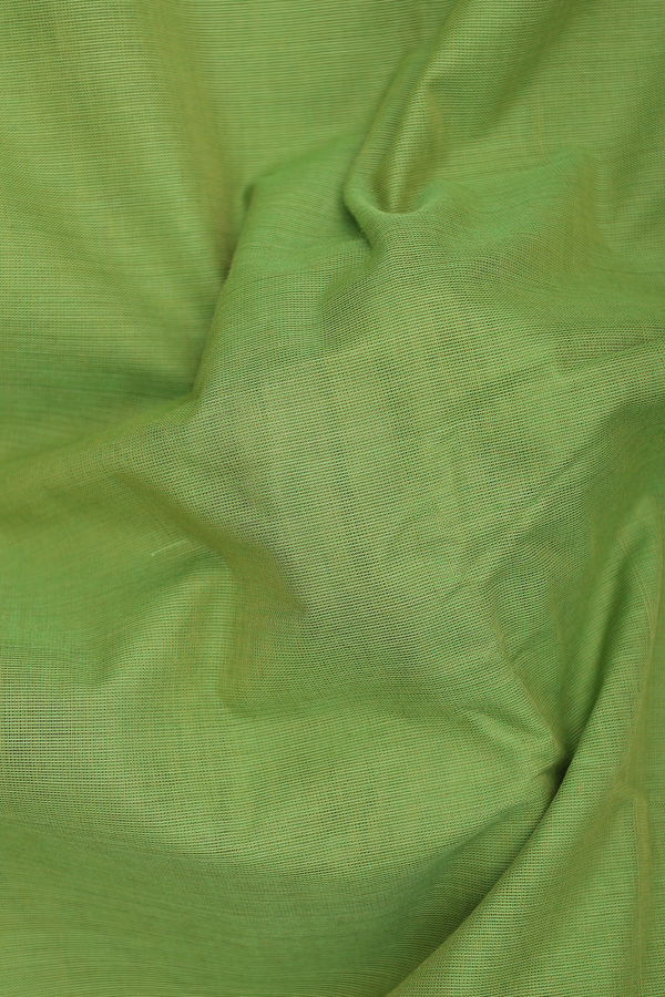 Chettinadu Cotton Saree In Parrot Green With Zari Border