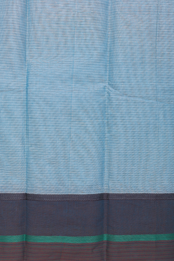 Chettinadu Cotton Saree In Pastel Blue With Threadwork Buttas