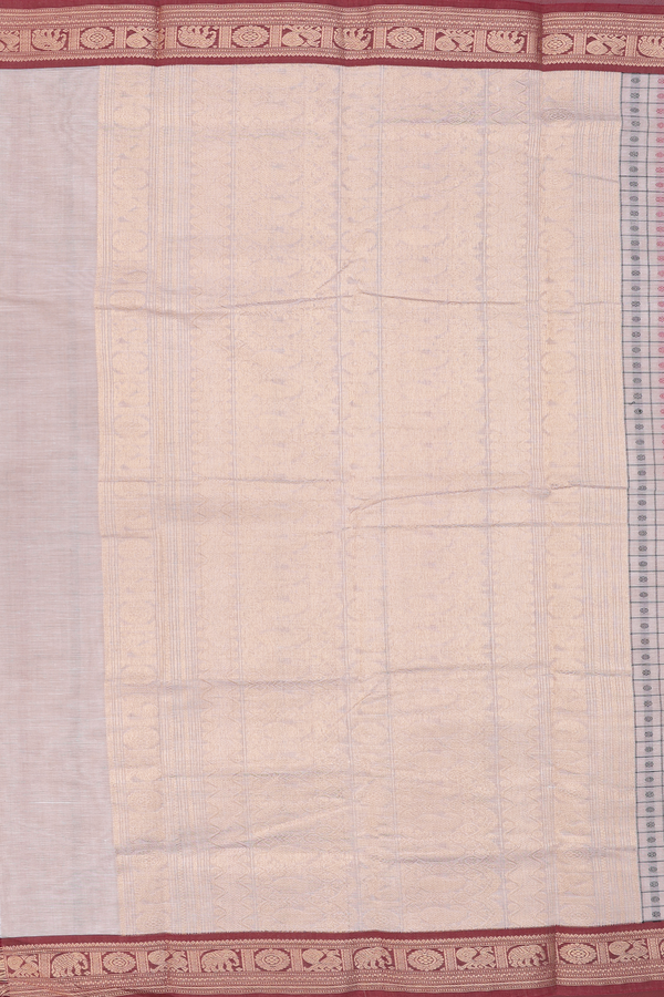 Chettinadu Cotton Saree In Pastel Brown With Checks Design