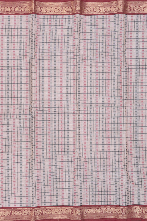 Chettinadu Cotton Saree In Pastel Brown With Checks Design