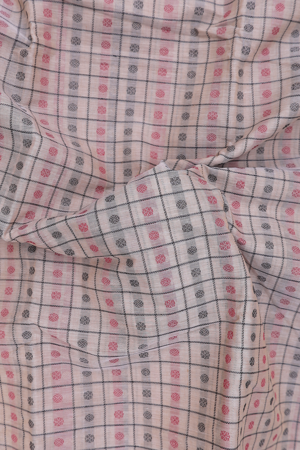 Chettinadu Cotton Saree In Pastel Brown With Checks Design