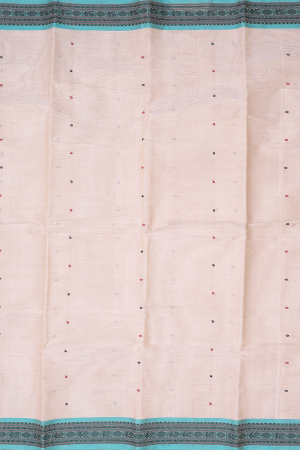 Chettinadu Cotton Saree In Pastel Brown With Paisley Buttis
