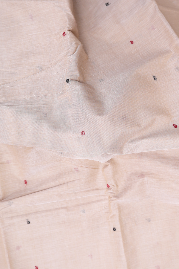 Chettinadu Cotton Saree In Pastel Brown With Paisley Buttis