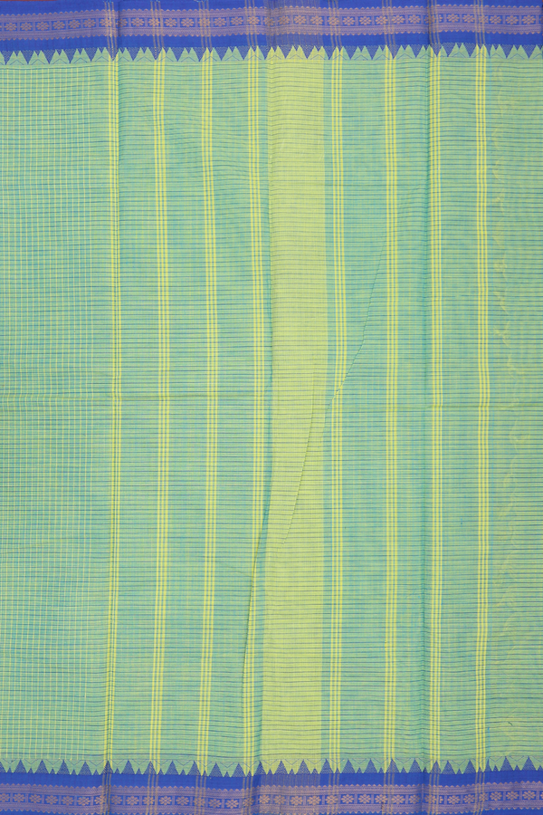 Chettinadu Cotton Saree In Pastel Green With Checks Design
