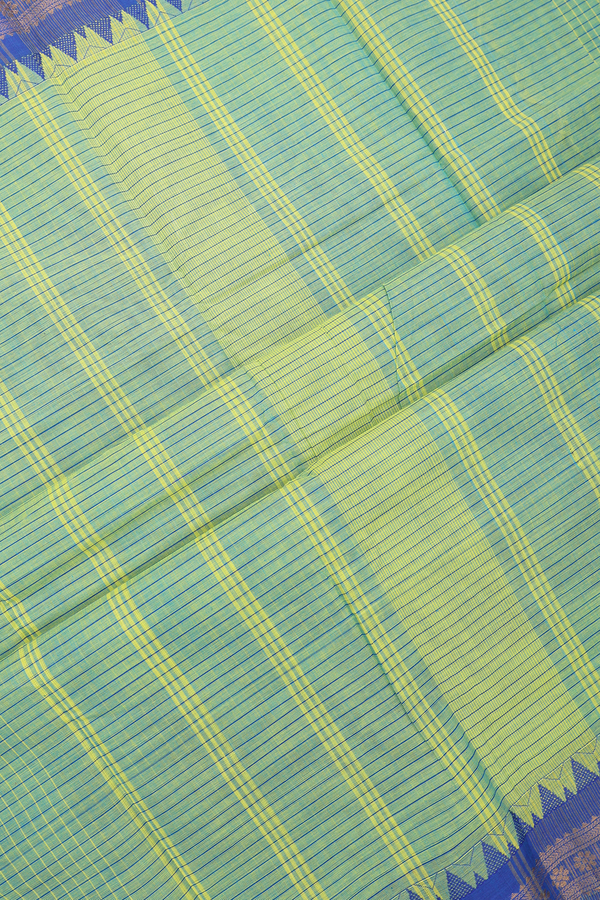 Chettinadu Cotton Saree In Pastel Green With Checks Design