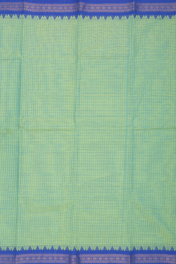 Chettinadu Cotton Saree In Pastel Green With Checks Design