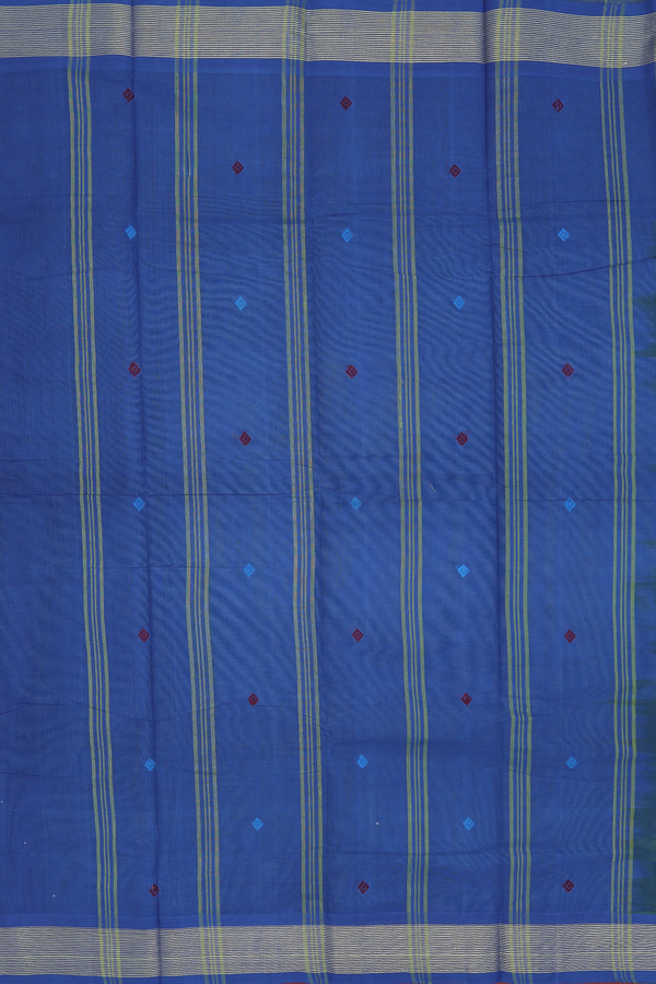 Chettinadu Cotton Saree In Pear Green With Threadwork Buttas
