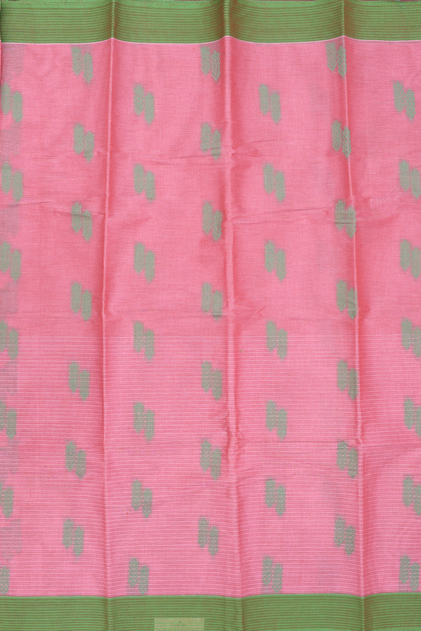 Chettinadu Cotton Saree In Pink Along Stripes With Buttas