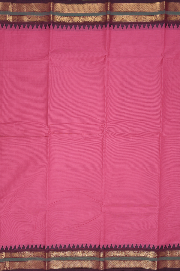 Chettinadu Cotton Saree In Pink With Contrast Border