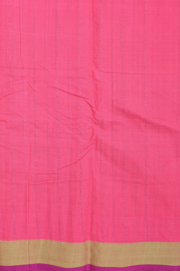 Chettinadu Cotton Saree In Pink With Stripes Design