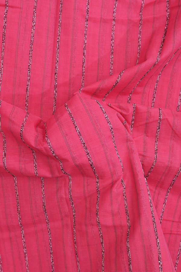 Chettinadu Cotton Saree In Pink With Stripes Design