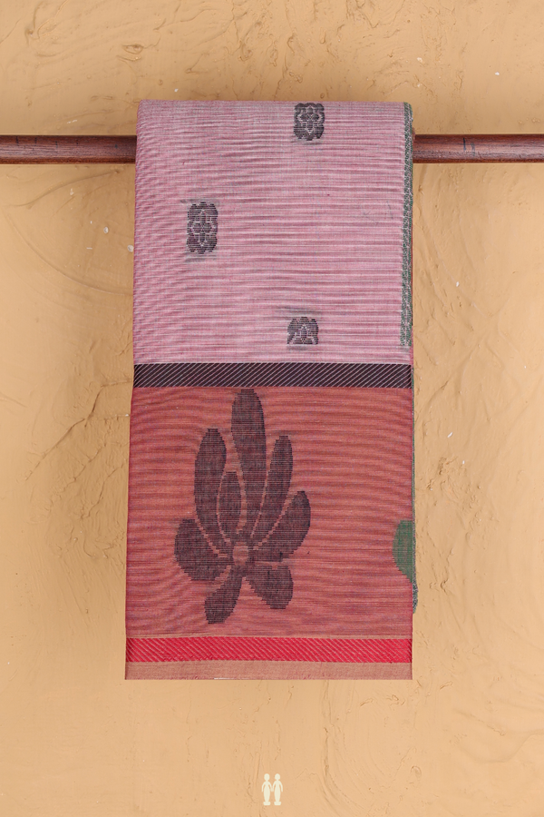 Chettinadu Cotton Saree In Pink With Threadwork Buttas