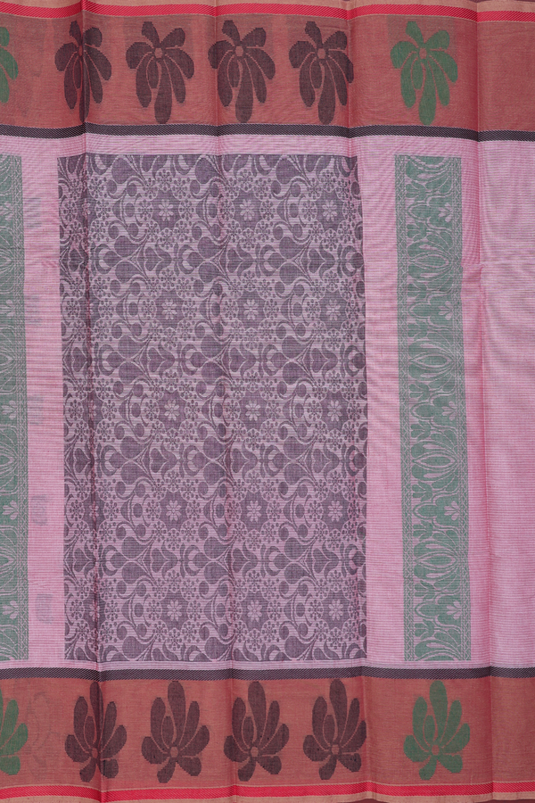 Chettinadu Cotton Saree In Pink With Threadwork Buttas