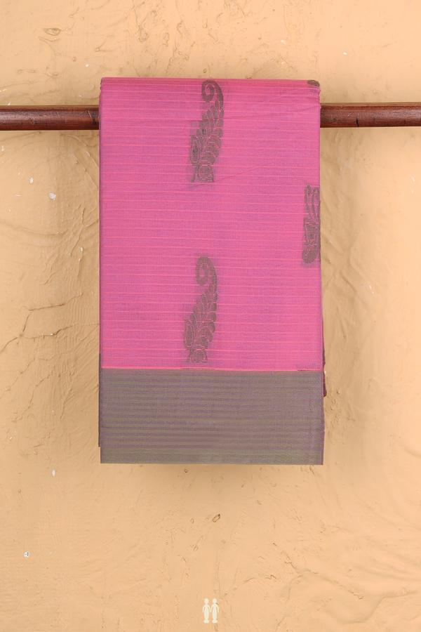 Chettinadu Cotton Saree In Pink With Threadwork Motifs