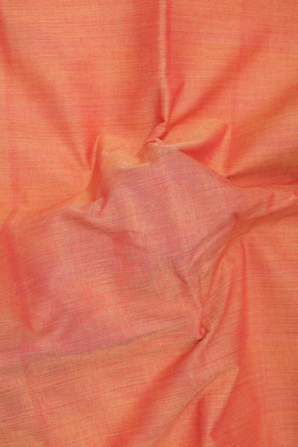 Chettinadu Cotton Saree In Plain Orange With Contrast Border