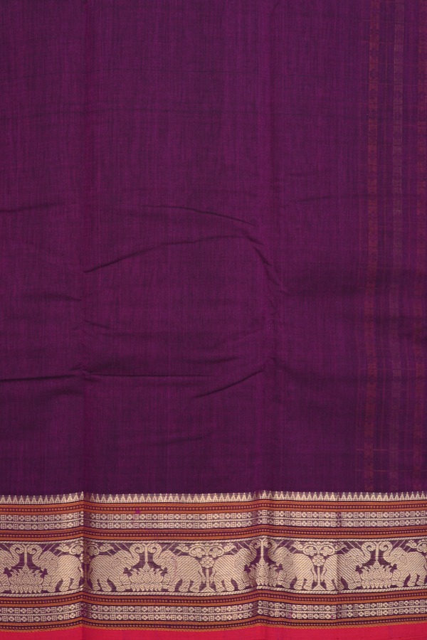 Chettinadu Cotton Saree In Plum Purple Checks With Buttas