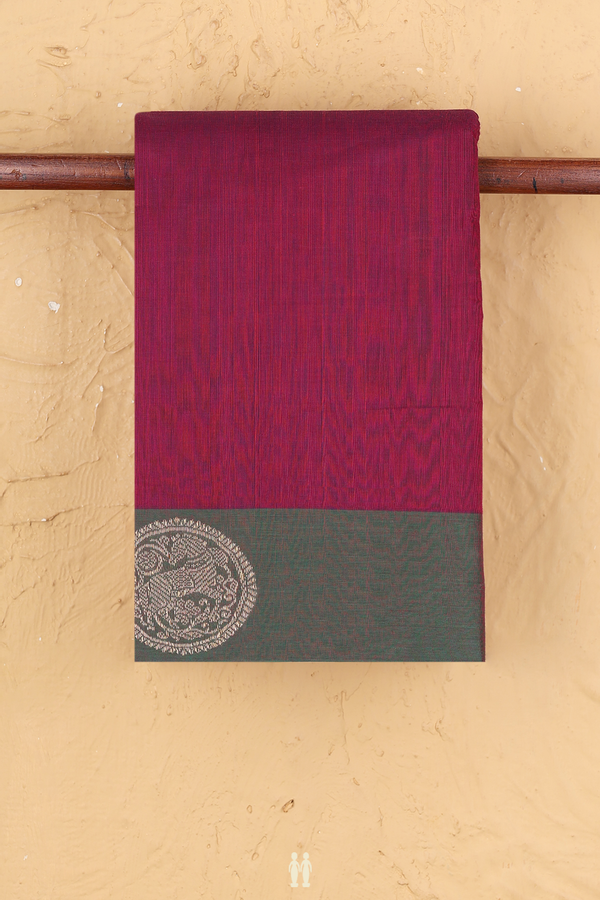 Chettinadu Cotton Saree In Plum Purple With Contrast Border