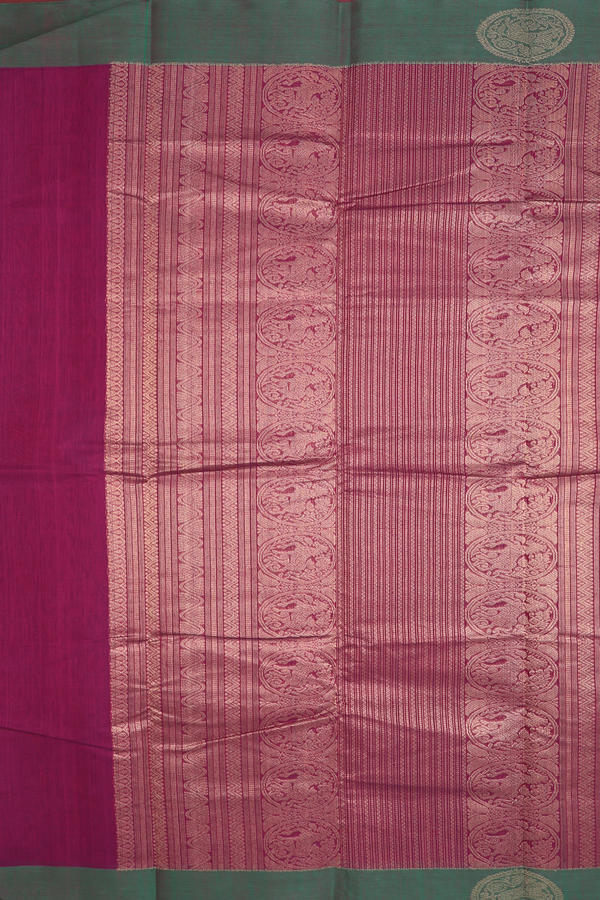 Chettinadu Cotton Saree In Plum Purple With Contrast Border