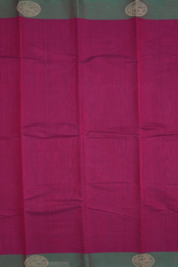 Chettinadu Cotton Saree In Plum Purple With Contrast Border