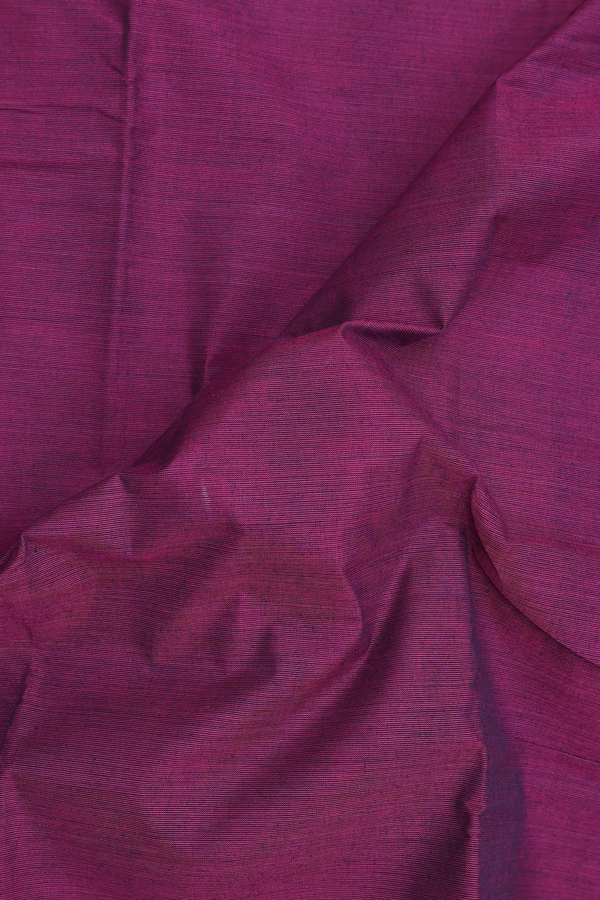 Chettinadu Cotton Saree In Plum Purple With Peacock Border