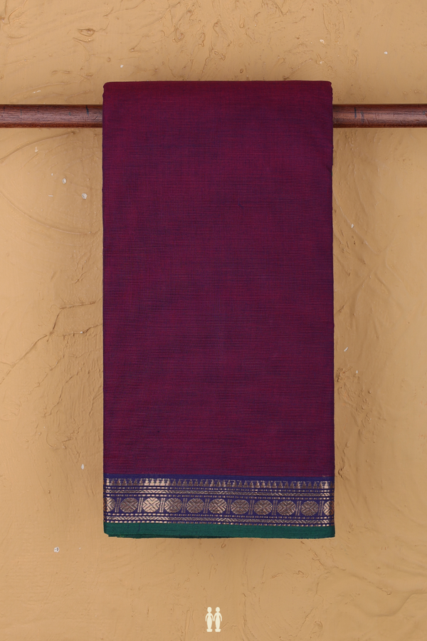 Chettinadu Cotton Saree In Plum Purple With Zari Border