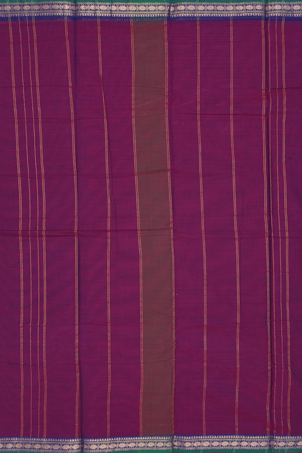 Chettinadu Cotton Saree In Plum Purple With Zari Border