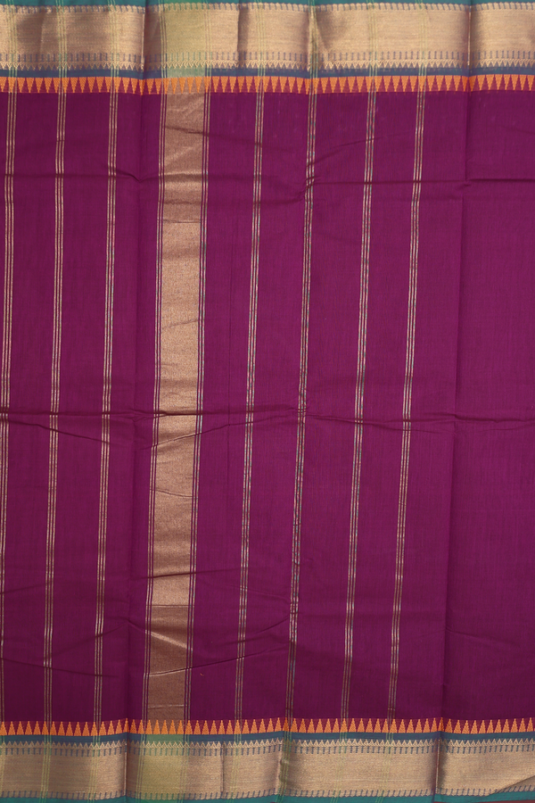 Chettinadu Cotton Saree In Plum Purple With Zari Border