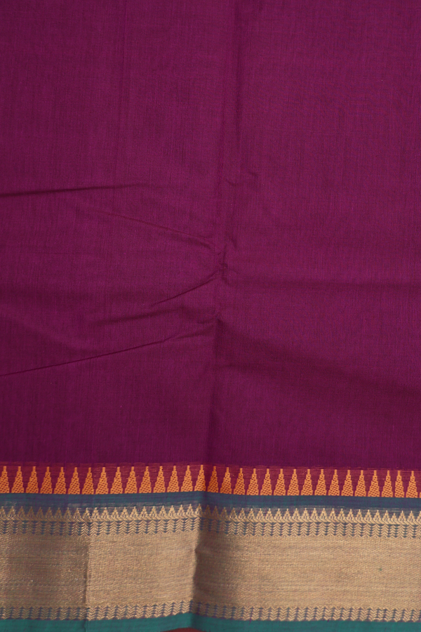Chettinadu Cotton Saree In Plum Purple With Zari Border