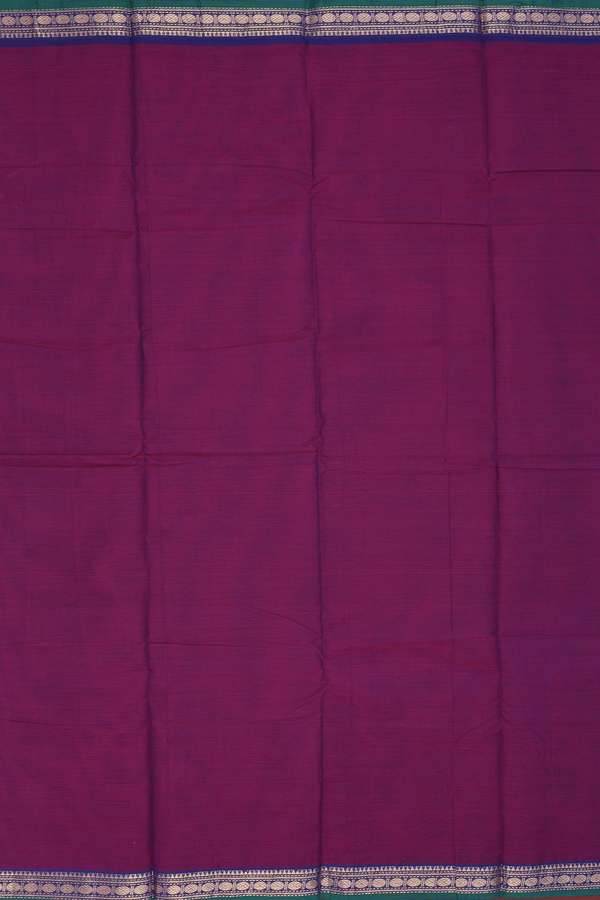 Chettinadu Cotton Saree In Plum Purple With Zari Border