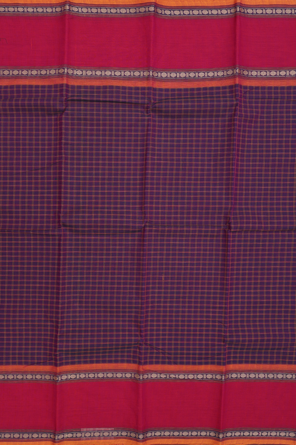 Chettinadu Cotton Saree In Purple With Checks Design