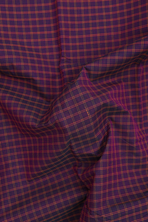 Chettinadu Cotton Saree In Purple With Checks Design