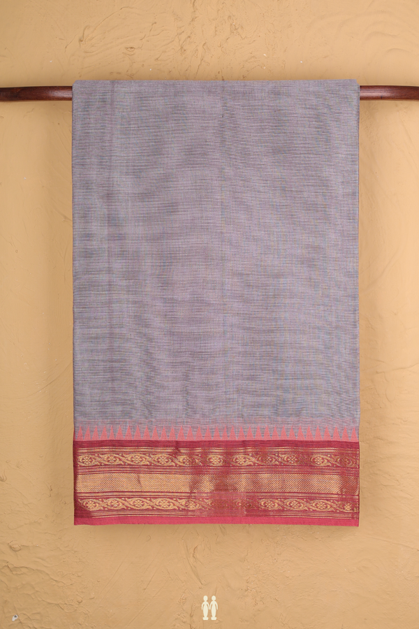 Chettinadu Cotton Saree In Purple With Contrast Border