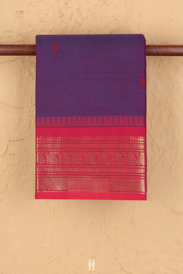 Chettinadu Cotton Saree In Purple With Paisley Buttas
