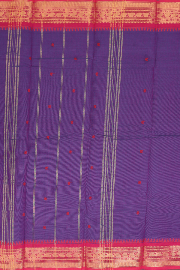 Chettinadu Cotton Saree In Purple With Paisley Buttas