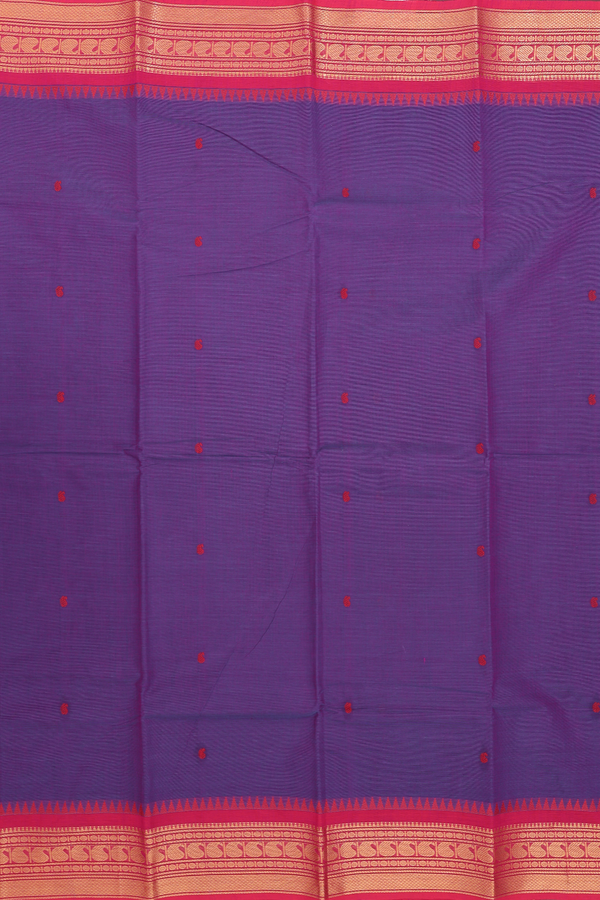 Chettinadu Cotton Saree In Purple With Paisley Buttas