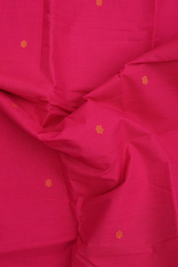 Chettinadu Cotton Saree In Rani Pink With Threadwork Buttas