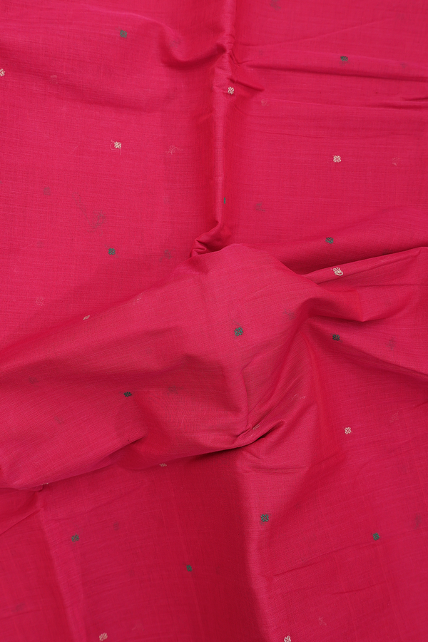 Chettinadu Cotton Saree In Rani Pink With Threadwork Buttis