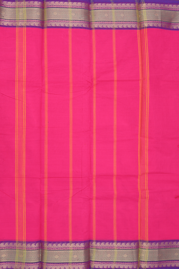 Chettinadu Cotton Saree In Rani Pink With Zari Border