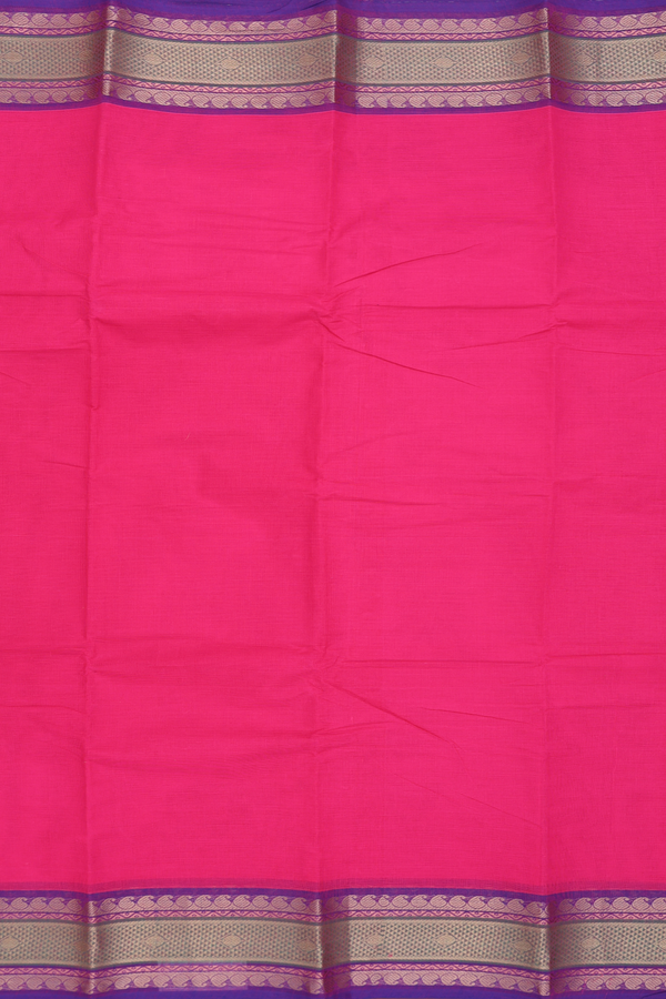 Chettinadu Cotton Saree In Rani Pink With Zari Border